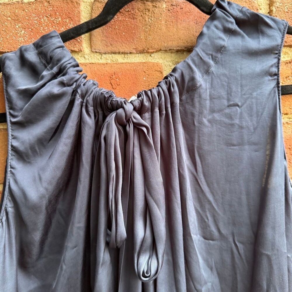 Velvet $178 Mindi Satin Viscose Tie Back Sleeveless Top navy blue XL NEW - Picture 7 of 10